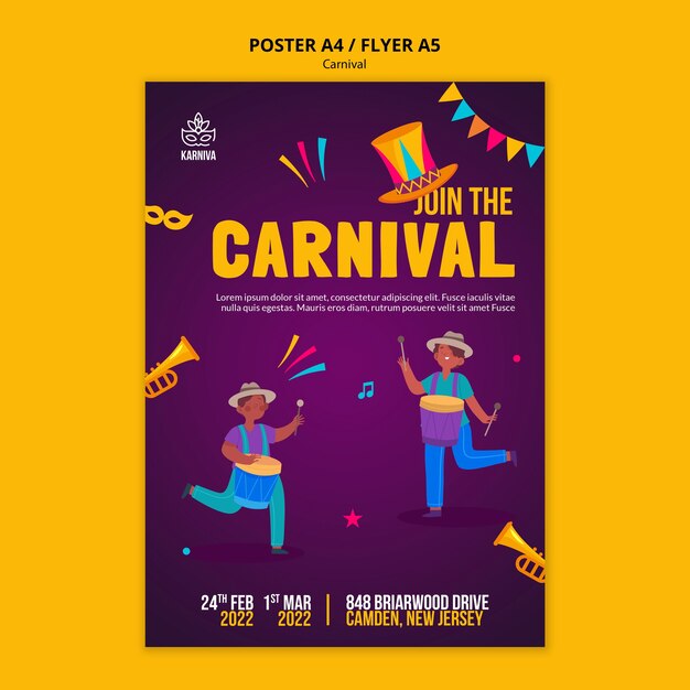 carnival poster or flyer flat design template
