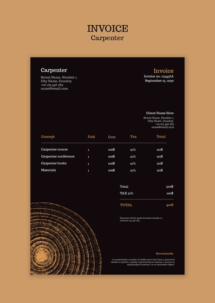 carpenter invoice template design
