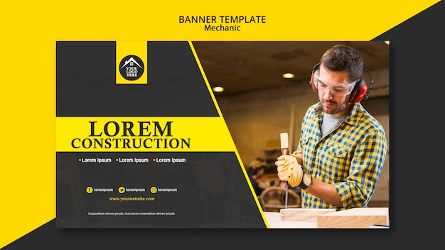 Carpenter manual worker handyman banner template