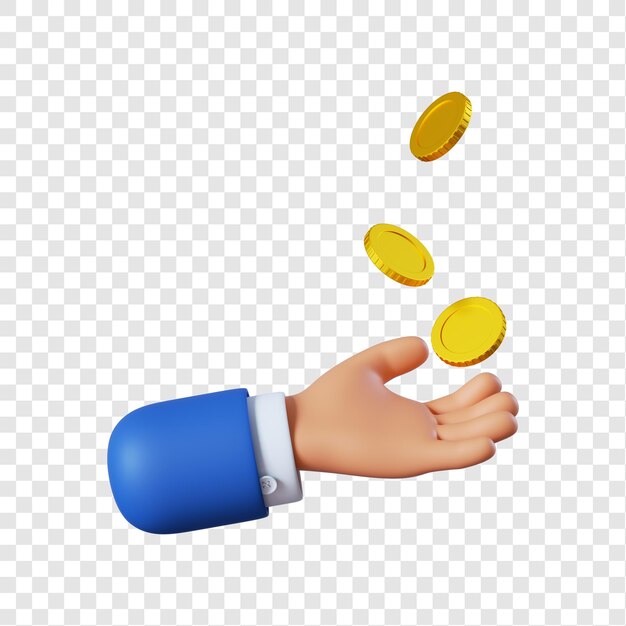 Cartoon businessman hand with coins