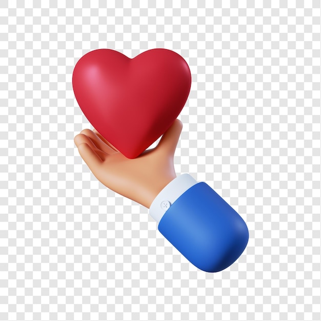 Cartoon businessman hand with heart