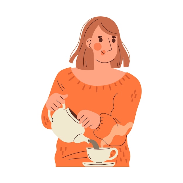 Иллюстрация персонажа мультфильма, пьющего кофе