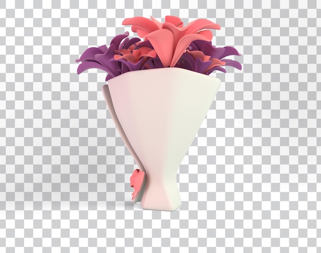 Free PSD cartoon flower bouquet