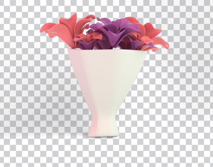 Free PSD cartoon flower bouquet