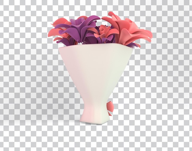 Free PSD cartoon flower bouquet