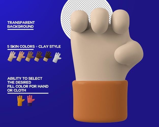 Free PSD cartoon hand fist gesture