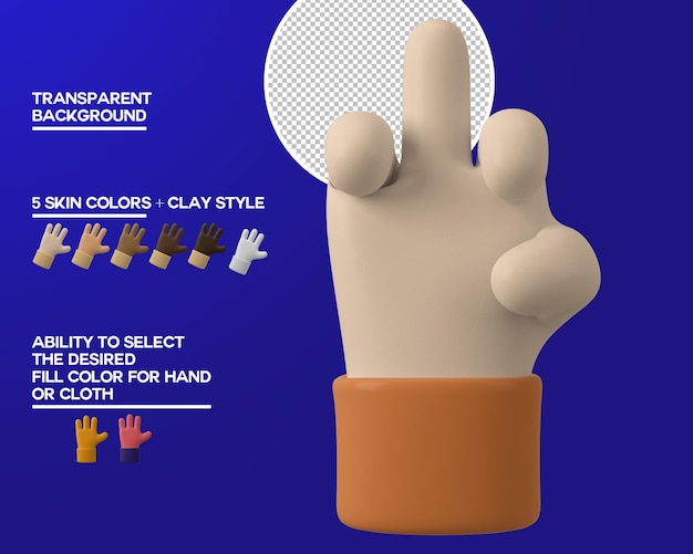 PSD gratuito gesto del dito medio della mano dei cartoni animati