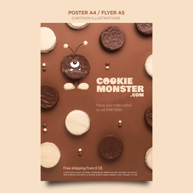 Free PSD cartoon illustrations poster template