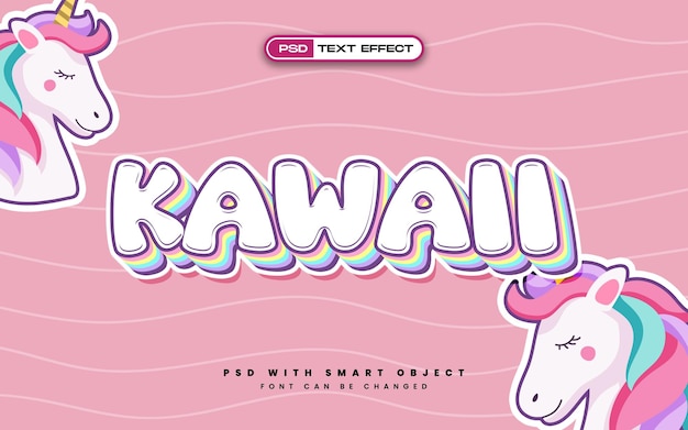 PSD gratuito effetto di testo kawaii del fumetto