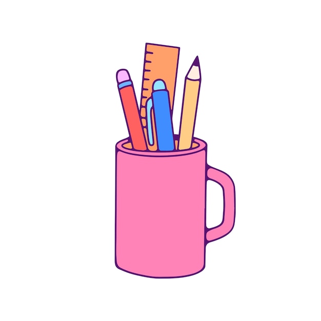 Free PSD cartoon pencil illustration