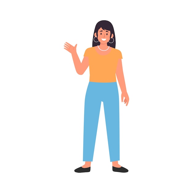 Бесплатный PSD cartoon people waving illustration