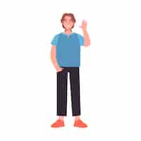 Free PSD cartoon people waving illustration