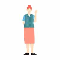 無料PSD cartoon people waving illustration