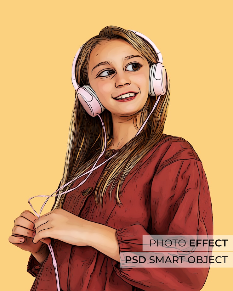 Free PSD cartoon photo effect