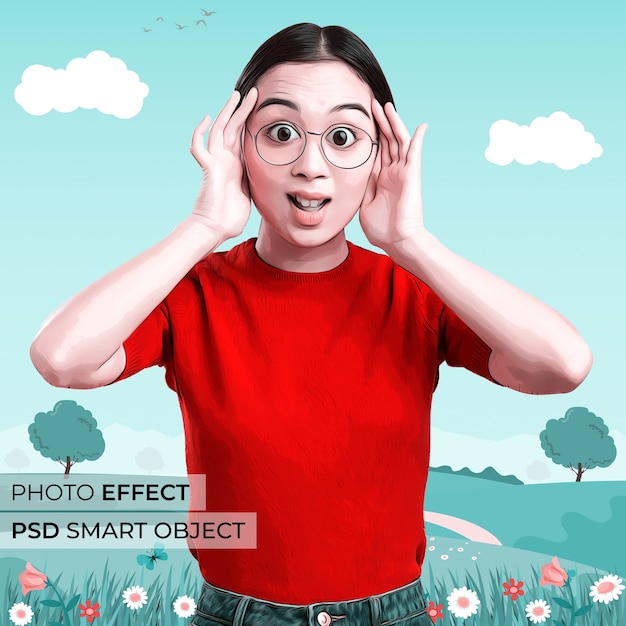 Free PSD cartoon photo effect