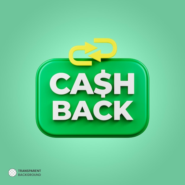 Free PSD cash back sale banner icon 3d render illustration