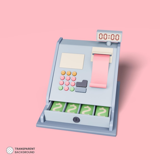 Free PSD cashier machine icon isolated 3d render illustration