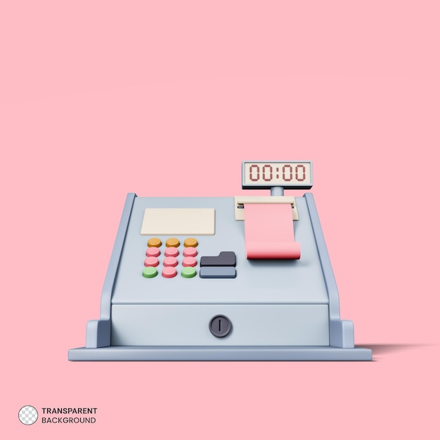 Free PSD cashier machine icon isolated 3d render illustration