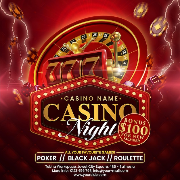 Casino royal flyer and social media post template