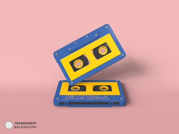 Cassette tape icon isolated 3d render illustration