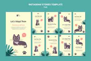 PSD gratuito modello di storie di instagram di adozione del gatto