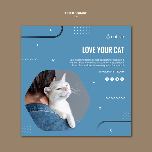 Free PSD cat lover square flyer