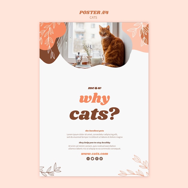 無料PSD 猫ポスターテンプレートテーマ