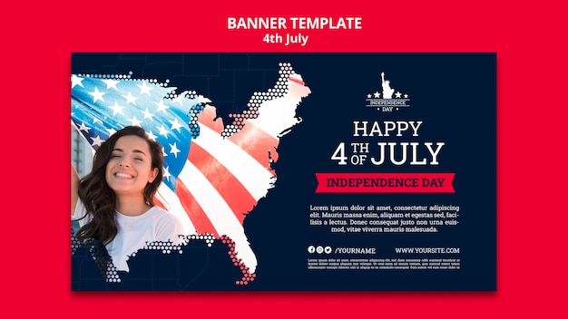Free PSD celebrate 4th of july banner template
