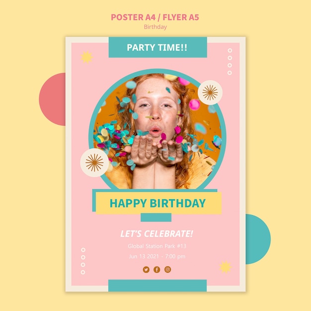 Free PSD celebrate birthday flyer template