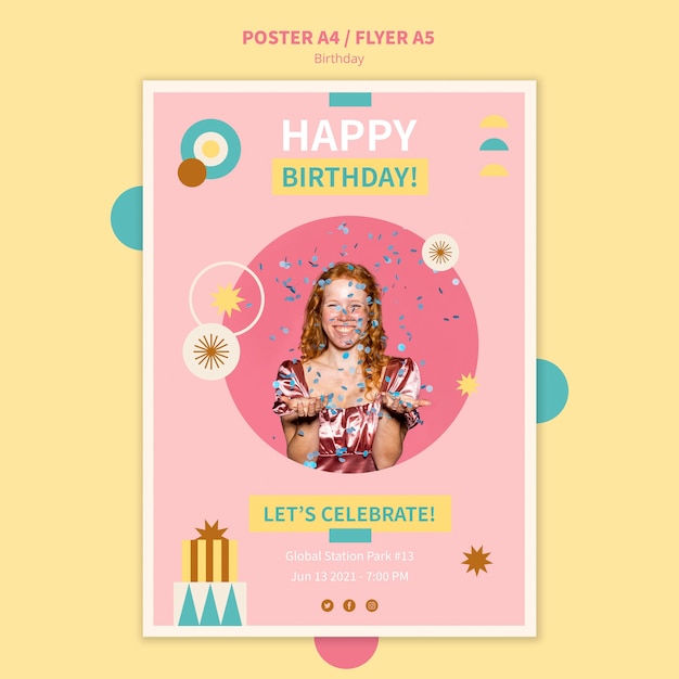 Free PSD celebrate birthday poster template