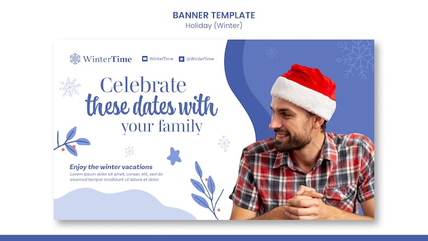 Celebrate holiday with family banner template