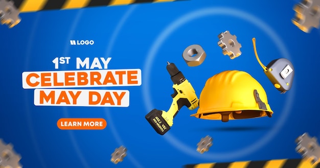 Free PSD celebrate international labour day social media banner design template