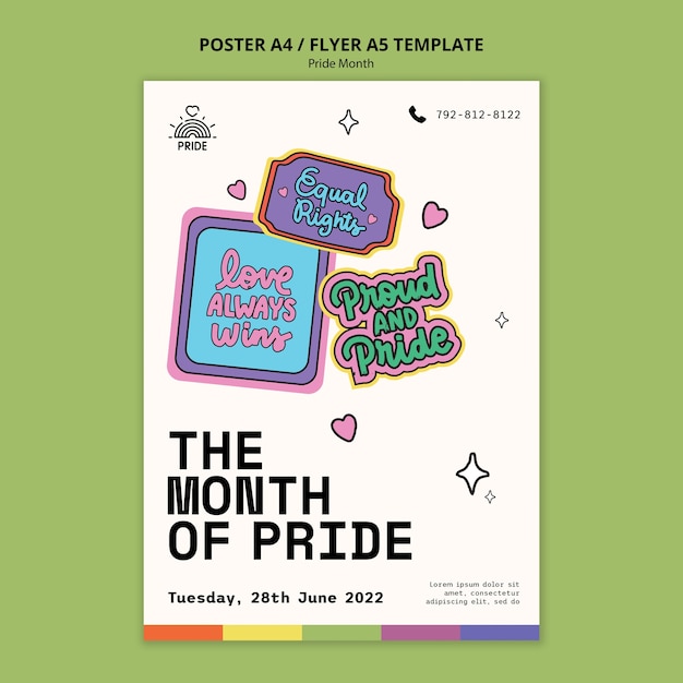 Free PSD celebrate pride month a5 flyer template