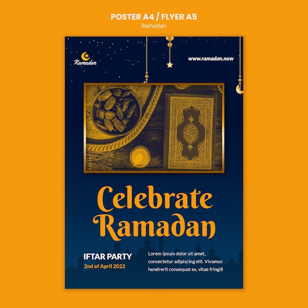 PSD gratuito festeggia il modello del poster del ramadan