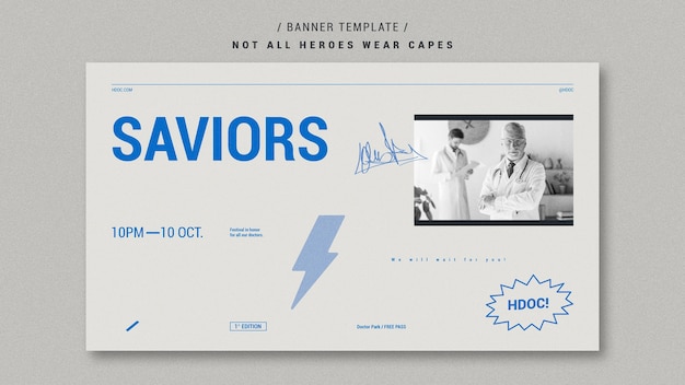 Free PSD celebrating doctors horizontal banner design