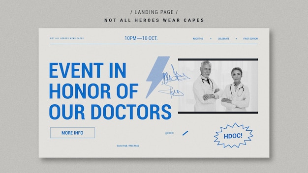 Free PSD celebrating doctors landing page design