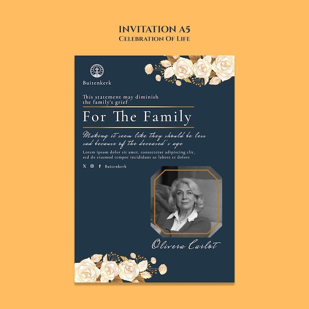 Free PSD celebration of life template design