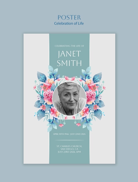 Free PSD celebration of life template design