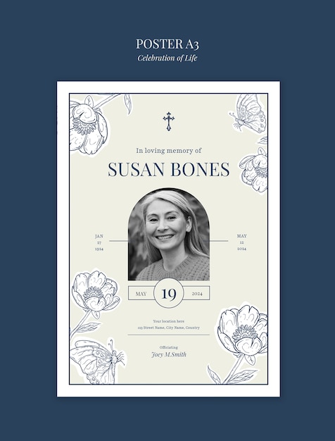 Free PSD celebration of life template design