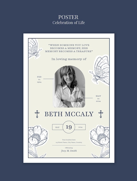 Free PSD celebration of life template design