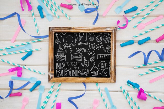 Celebration mockup with slate