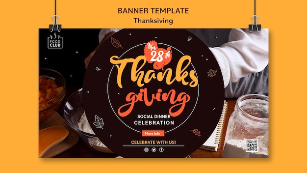 Free PSD celebrational thanksgiving day banner template