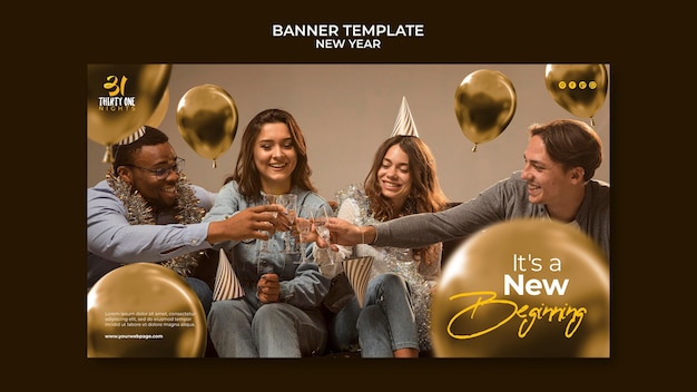 Celebrative new year banner template