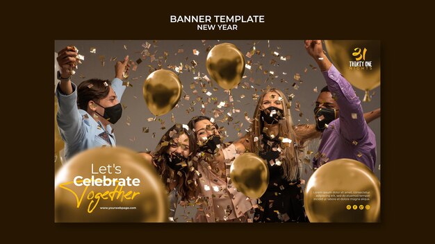 Celebrative new year banner template