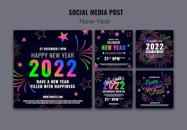 Free PSD celebrative new year ig posts collection