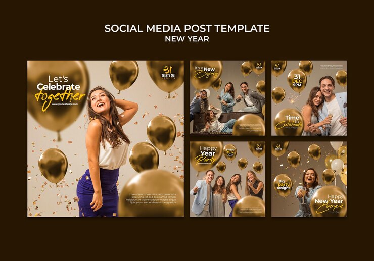 Free PSD celebrative new year ig posts collection