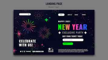 Free PSD celebrative new year landing page template