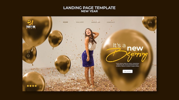 Celebrative new year landing page template