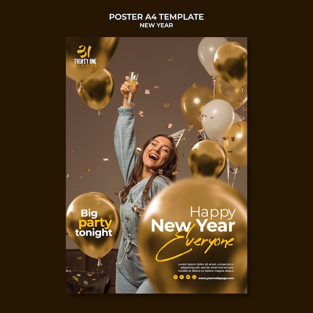 Free PSD celebrative new year vertical print template