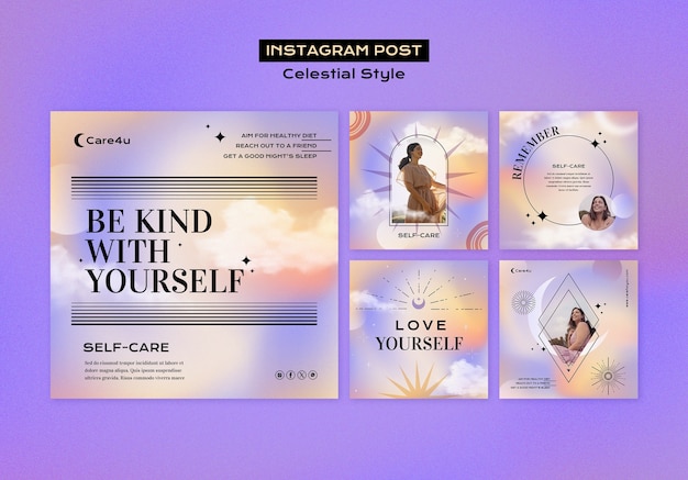 PSD gratuito post instagram in stile celeste